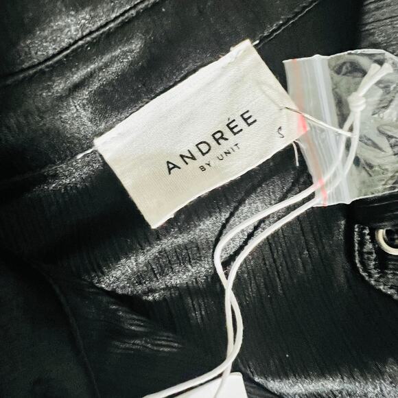 Andree By Unit Metallic Long Sleeve Shirt Dress Size S Small NWT Black - Picture 4 of 8